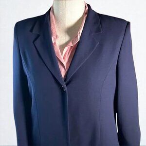 Sarah B Studio Navy Blue Blazer with Notched Lapels and Professional Cut 12